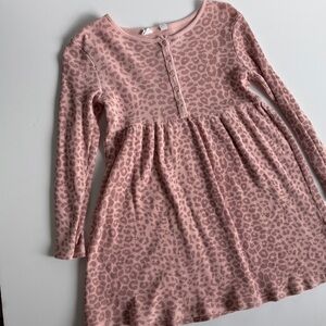 Pink Leopard Print Long Sleeve Dress